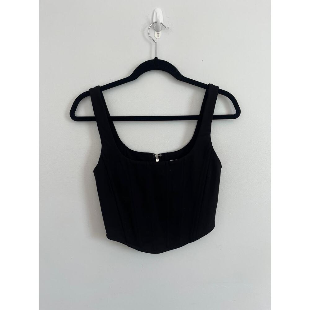LPA Bustier Top Women S Black Corset Zip Back Stretchy Tank‎